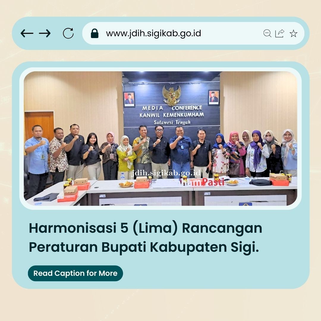 rapat fasilitasi harmonisasi 5 (lima) buah Rancangan Peraturan Bupati Sigi 